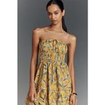 Anthropologie  NWT The Somerset Strapless Maxi Dress Yellow Leaf Print L Photo 9