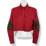 Ralph Lauren Sport Crop Top DIY Elbow Patches Red Plaid Women Size 2 Oversized Photo 0