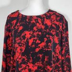 Carmen Marc Valvo  Red and Black Print Blouse with Bell Sleeves NWT Size XL Photo 2