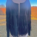 Vocal  Black Fringe Faux Suede Jacket Photo 2