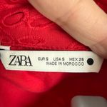 ZARA  Vibrant Red Eyelet Blouse size S Photo 3