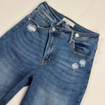 Risen Jeans High Rise Crossover Distressed Straight Leg Jeans RDP5333 Size 1/25 Blue Photo 2