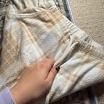 Aerie Women's Plaid Joggers in Cream and Tan Photo 1