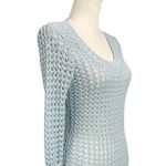 Rue 21 Open Knit Lightweight 3/4 Sleeve Hi Low Sweater Blue Small Photo 2