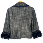Alberto Makali | Size 4 | Tweed Open Front Floral Ribbon Accents Blazer Jacket Photo 3