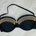 Ninety six degrees black beaded bikini top swimwear bathing suit swimsuit m Gold Size M Photo 0