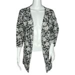 Lungo L'Arno Cardigan Womens Small Black White Floral Applique Flower Bohemian Photo 0