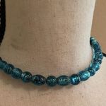 Women’s Bead Costume Necklace Beaded Blue Glass Choker Photo 2