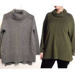 Cable & Gauge Cowl Neck Sweater Gray Flecked Speckled Hi-Lo Hem Tunic Sweater L Photo 1