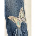 Shorty Jeans Women Boho Butterfly Lace Appliqué Crop Distressed Fray Hem Sz 15 Blue Photo 2