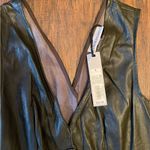 Prologue 🖤NWT  Faux Leather Olive Green Dress, Size 4 Photo 4