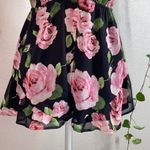 Forever 21 black and pink Floral Sleeveless V-Neck Top, backless Women Romper SzM Photo 2