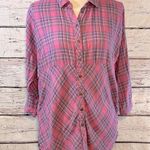 C&C California  Button Down Shirt 3/4 Button Up Sleeves Pink Plaid-Medium Photo 0