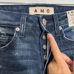 Anthropologie AMO Babe Into The Blue Slim Fit High Rise Raw Hem Jeans Size 23 Photo 4