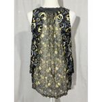 Rozae RN Sz. Small Silk Blouse Sleeveless Tie VNeck All Over Print BOHO USA Made Photo 1
