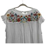 JODIFL  Boutique Over Sized Boho Embroidered Floral Neck White Size Large NWT Photo 1