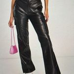 Stradivarius  Black Faux Leather Cargo Pants Photo 1
