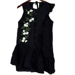 ZARA  Ruffle Sleeveless Eyelet Floral Daisy Embroidered Mini Dress Ruffle L Black Photo 1