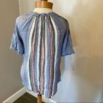 Dylan NWOT  Blue Multicolor Stripe Short Sleeve Blouse Women’s Size XS Photo 3