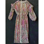 ZARA Peacock Feather Puff Sleeve Dress Small Long Sleeve wedding guest dress Photo 8