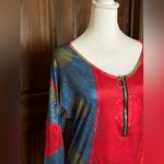 None Red and Blue Women's Top with Zipper Detail 2XL Photo 2