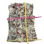 Sunny Leigh Floral Green Coral White Button Down Flowy Chiffon Blouse in Medium Photo 9