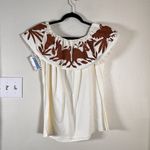 Nativa Fine Mexican Cream Off Shoulder Blouse Woman’s OSFM Brown Size M Photo 2