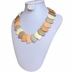 NEUTRAL EARTH TONE TEAR DROP BEAD NECKLACE Stone Like Tone Photo 2