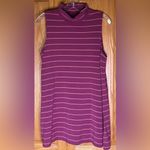 Garnet Hill Mock Neck Sleeveless A-Line Split Hem Stripe Tunic Top Size Medium Photo 1