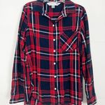 Old Navy Womens Plaid Flannel Red Shirt Size Medium The Classic Shirt Breathable Photo 0