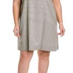 Eileen Fisher Graphite Organic Linen Pinstripe Tunic Dress Women's Est. Large Photo 0