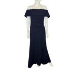 XScape “Lindsay” Long Scuba Crepe Off the Shoulder Dress Navy Women’s Sz 16 Photo 1
