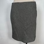 J. McLaughlin Size 6 Pencil Skirt Black White Lined Knit Zip Houndstooth A-Line Photo 5