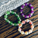 Y2K 90s set of 3 boho stretchy stackable beaded elastic rings Photo 0