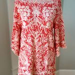 Solitaire  Red Ivory Embroidered Elbow Sleeve Blouse Size Large Photo 0