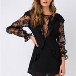 Princess Polly 🆕  Sorcerers Apprentice Black Lace Ruffle Mini Dress Photo 0