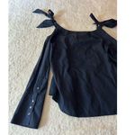 Frame  Dark Blue Bow Cold Shoulder Cotton Blouse‎ Size Medium Photo 2