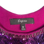 EXPRESS Women's Medium Magenta High Neck Sequin Racerback Sleeveless Blouse Photo 1