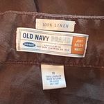 Old Navy  100% Linen Brown Cropped Pants Button Casual Lightweight Womens Size 10 Photo 3