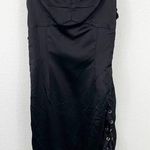 NBD  Jasmine Midi Dress Black Satin Lace Up Photo 0
