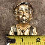 Vintage Gold Crying Unhappy Circus Clown Pin Brooch Photo 3