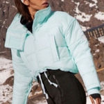 Free People Movement FP Movement High Frequency Cropped Puffer Jacket Coat Ski Snow Winter Large Blue Photo 0