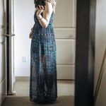 Forever 21 Tribal Boho Dot Pattern Spaghetti Strap Lined Maxi Dress Size S Photo 10