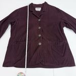 Flax  Burgundy Cotton Button Up Blazer Size SMALL Pockets Photo 8