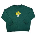 Mushroom Graphic Knit Sweater in Green and Yellow Size M Photo 0