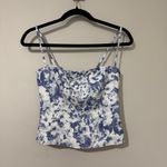 Reformation Overland Linen Top Floral Print Summer Coquette Larkspur Size 0 Photo 3