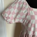 Monica + Andy Organic Life of the Party Dress Pink White Check Maternity Size L Photo 4