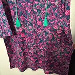 J.Crew NEW Printed Beach Tunic Pink Tassel Swim Coverup 3/4 Sleeve Tropical 2XL Photo 9