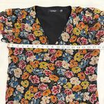 Ralph Lauren Lauren Women’s Black Floral Print Ruffle V-neck Summer Dress Size 2 Photo 8