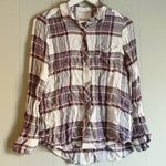 MELLODAY  Ladies' Flannel Button-Up Shirt Purple Plaid Size MP Photo 1